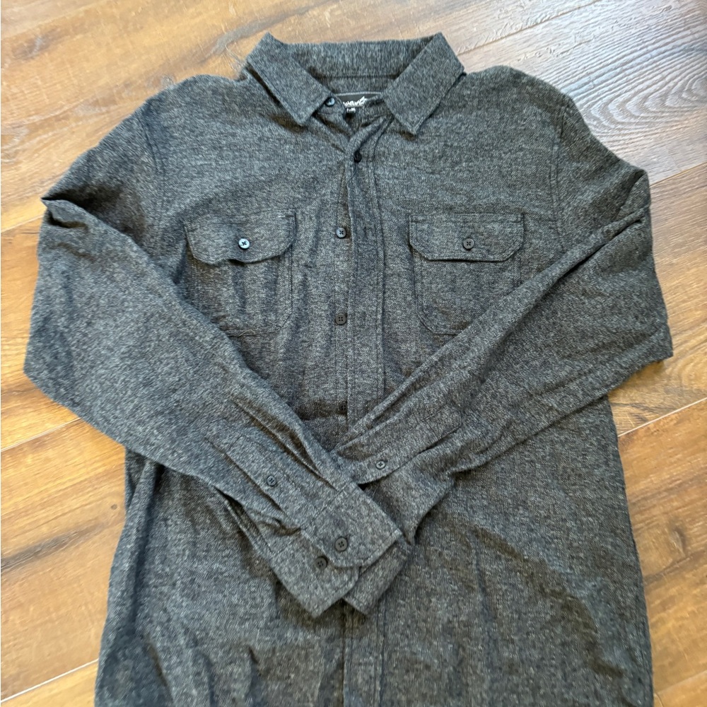 Coastal Heather Grey Button Up Long Sleeve